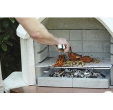 Grill mit Fleisch, Wurst und Marinade