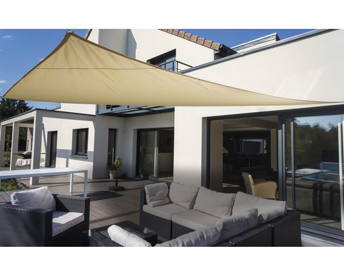 PeddyShield Dreiecksonnensegel 360x360x360 cm wasser- und windabweisenden PES 200 g/cm², elfenbein