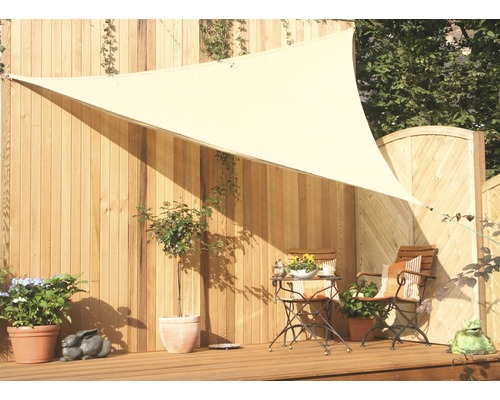 Floracord Dreiecksonnensegel 3,6 x 3,6 x 3,6m, HDPE 180 g/m² wind- und wasserdurchlässig, weizen