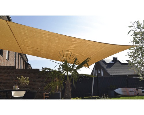 Floracord Vierecksonnensegel 2,5 x 3,0 m, HDPE 180 g/m² wind- und wasserdurchlässig, weizen