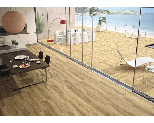 Feinsteinzeug Terrassenplatte Limewood Roble rektifizierte Kante 60 cm x 60 cm x 2 cm