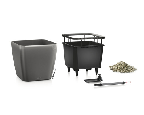 Blumenkasten mit Bewässerungssystem, Wasserstandsanzeiger und Pflanzgranulat