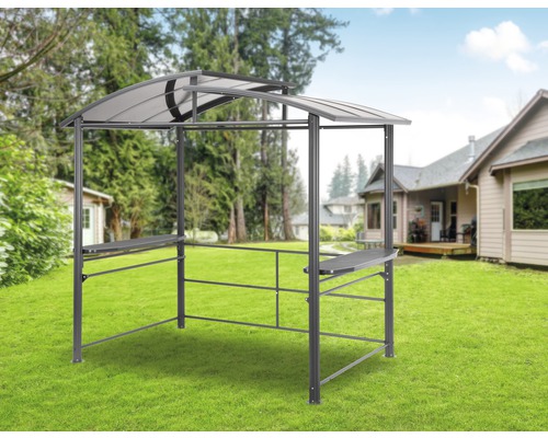 Grillpavillon mit Dach und Ablageflächen im Garten