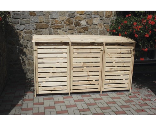 Mülltonnenbox Vario III für 3 Tonnen 219 x 92 x 122 cm natur