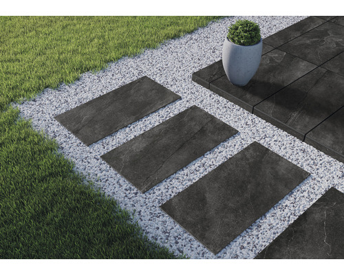 FLAIRSTONE Feinsteinzeug Terrassenplatte City Wave black rektifizierte Kante 120 cm x 60 cm x 2 cm