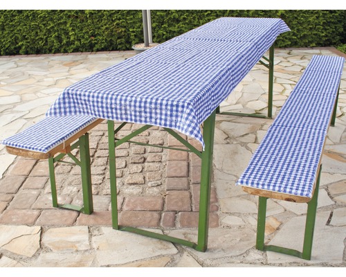 Auflagen-Set inkl. Tischdecke für Bierbank 220x25 cm und Biertisch 240x100 cm Polyester blau
