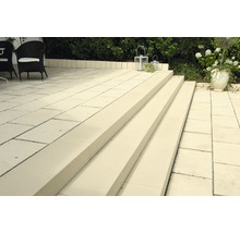 Terrasse mit Steintreppe und Gartenbegrünung
