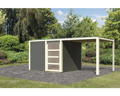 Gartenhaus mit Überdachung im Außenbereich