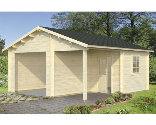 Einzelgarage Palmako Roger 21,9+5,2 m² ohne Tor 510 x 550 cm tauchgrundiert Doppelgarage aus Holz mit Tür und Fenster