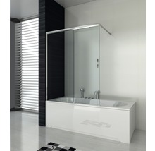 Badewanne mit Badewannenaufsatz aus Glas im Badezimmer
