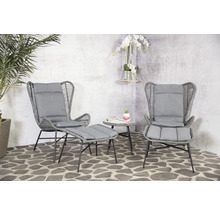Gartenmöbelset mit zwei Sesseln, einem Hocker und einem Tisch