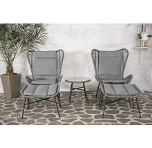 Gartenset mit zwei Sesseln, Fußhocker und Tisch