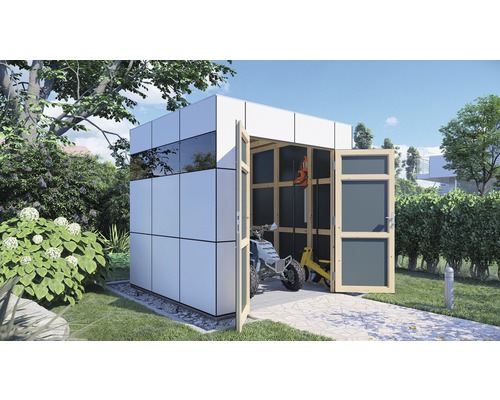 Gartenhaus Bertilo Design HPL 1 230 × 228 cm anthrazit-weiß Gartenhaus Bertilo Design HPL 1 230 × 228 cm anthrazit-weiß