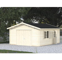 Holzgarage mit Doppeltür und Fenster