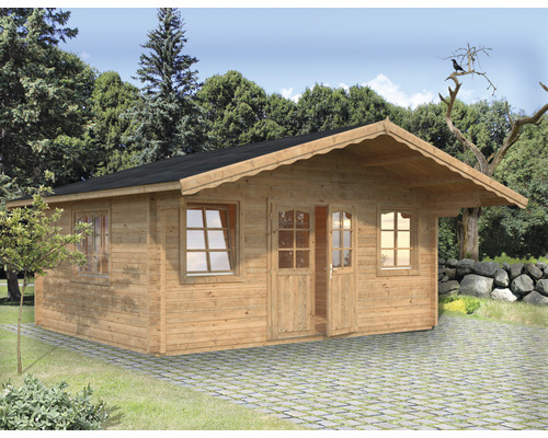 Gartenhaus Palmako Helena 18,6 m² inkl. Fußboden und Vordach 608 x 554 cm tauchgrundiert braun