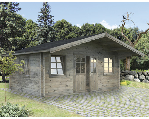 Gartenhaus Palmako Helena 18,6 m² inkl. Fußboden und Vordach 510 x 390 cm tauchgrundiert grau