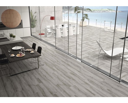 Feinsteinzeug Terrassenplatte Limewood grau rektifizierte Kante 60 x 60 x 2 cm