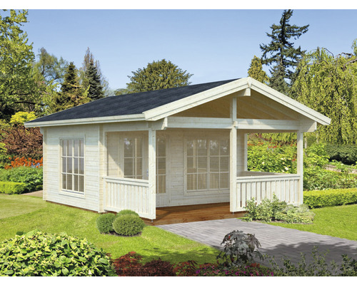 Gartenhaus Palmako Agneta inkl. Fußboden Fenster Vordach Terrasse 500 x 650 cm Gartenhaus aus Holz mit überdachter Veranda im Garten