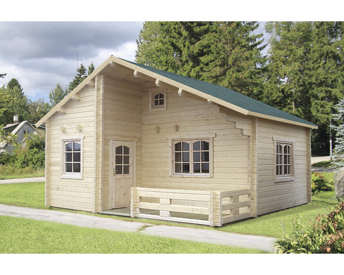 Gartenhaus Palmako Emily inkl. Fußboden Fenster Terrasse Brüstung 570 x 550 cm Holzgartenhaus mit Fenster und Tür
