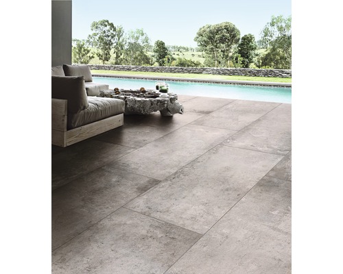 FLAIRSTONE Feinsteinzeug Terrassenplatte Loft Greige rektifizierte Kante 120 cm x 60 cm x 2 cm