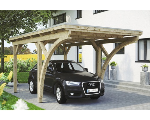Einzelcarport Konsta Aluminium-Dachplatten inkl. 2 Einfahrtsbögen und H-Anker 304x500 cm natur