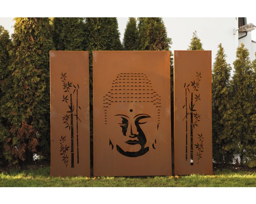 Sichtschutzwand Buddha 112x180 cm, rost-0