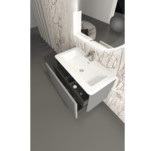 Modernes Badezimmer mit Waschbeckenunterschrank und offenem Schubfach