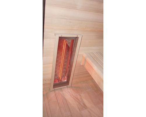 Infrarotstrahler in einer Sauna mit Holzverkleidung
