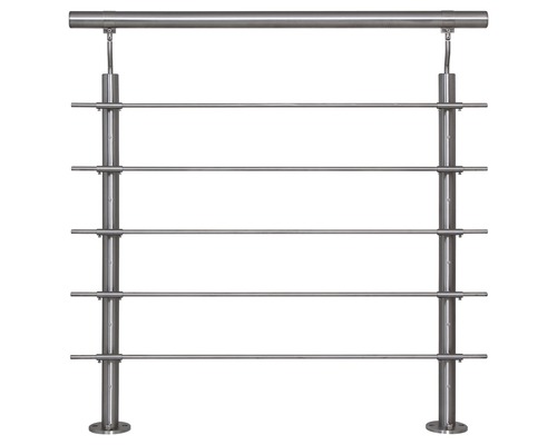 Edelstahlgeländer mit fünf horizontalen Stäben