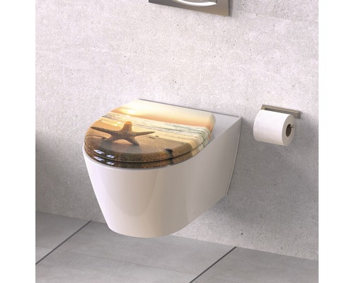 Wand-WC mit WC-Sitz mit Strandmotiv
