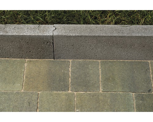 Gartenweg mit Rasenkante und Pflastersteinen