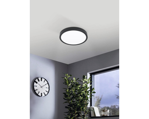 LED Deckenleuchte Fueva 1 Ø 300 x 45 mm 1-flammig 20 W 2200 lm 3000 K warmweiß IP 44 schwarz