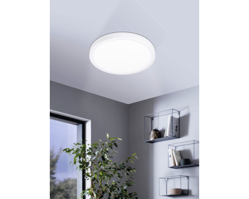 LED Deckenleuchte Fueva 1 Ø 300 x 45 mm 1-flammig 20 W 2200 lm 3000 K warmweiß IP 44 weiß