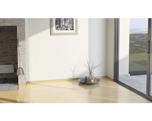 Heller Raum mit Kamin, Bild, Dekoration und Schiebetür