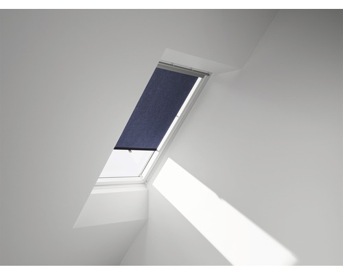 VELUX Sichtschutzrollo blau uni manuell mit Haltekrallen RHU 100 9050