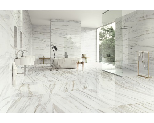 Feinsteinzeug Bodenfliese Macael gold-grau 120x260cm rektifiziert