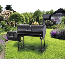 Smoker Tepro Biloxi schwarz mit 58x40 cm Grillfläche, Deckelthermometer, Warmhalterost, Grillrost und Ablage