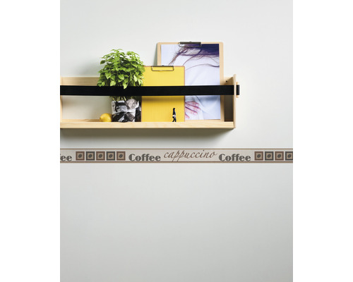 Wandbordüre mit Kaffeemotiv über Regal