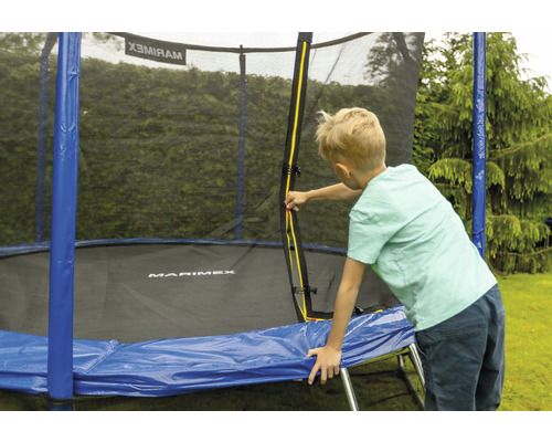 Marimex Gartentrampolin mit Sicherheitsnetz und Kind