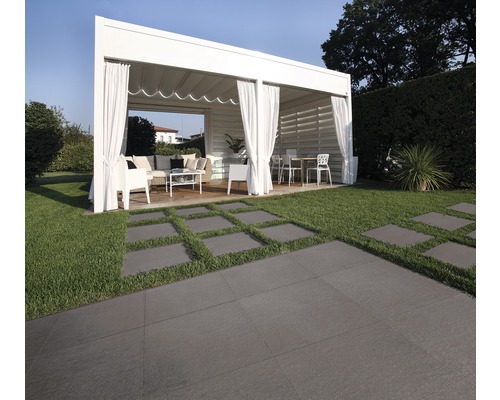 FLAIRSTONE Feinsteinzeug Terrassenplatte Garden Goldengrey rektifizierte Kante 60 cm x 60 cm x 2 cm