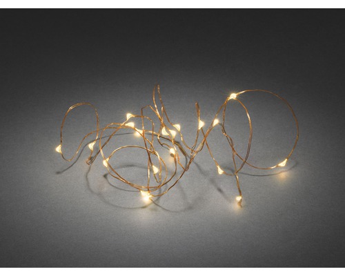 LED Lichterkette Konstsmide 1,9 m + 0,5 m Zuleitung 20 LEDs Lichtfarbe bernstein batteriebetrieben inkl. 6 Stunden Timer LED Draht Lichterkette für den Innenbereich