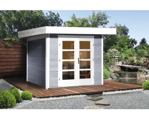 Gartenhaus weka Designhaus 126+ Gr. 2 hohes Durchgangsmaß 195 cm, mit Fußboden 295 x 240 cm grau