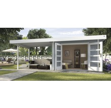 Gartenhaus weka Designhaus 126 B+ Gr. 1 hohes Durchgangsmaß 195 cm, mit Fußboden und Schleppdach 645 x 314 cm grau