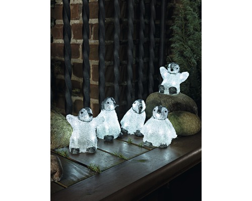 Leuchtfigur Konstsmide Acryl Babypinguine 5er-Set H 12 cm 40 LEDs Dekorative Pinguinfiguren mit Beleuchtung für den Außenbereich