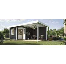 Gartenhaus weka Designhaus 213 B+ Gr. 1 hohes Durchgangsmaß 195 cm, mit Fußboden und Schleppdach 585 x 298 cm anthrazit