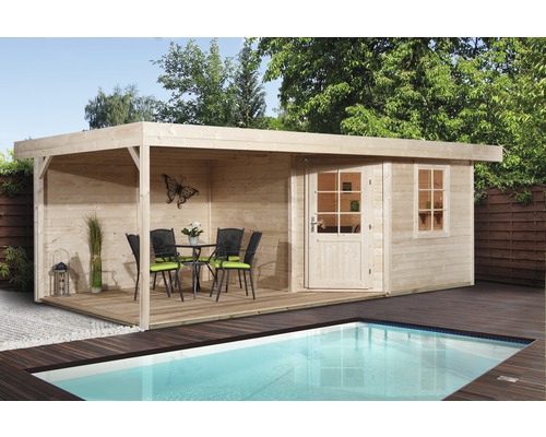 Gartenhaus weka Design inkl. Fenster Fußboden Unterkonstruktion Vordach Schleppdach 593x 298 cm Gartenhaus weka Design inkl. Fenster Fußboden Unterkonstruktion Vordach Schleppdach 593x 298 cm