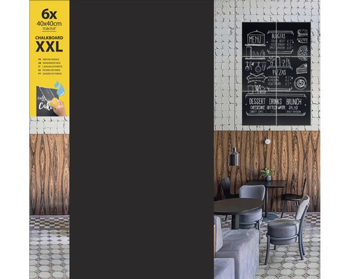XXL Wandtafel Set mit Kreide für Gastronomie oder Küche, sechs Stück, je 40 mal 40 cm