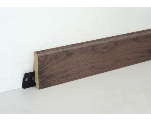 Sockelleiste mit Holzdekor und Befestigungsclip