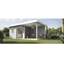Gartenhaus weka Designhaus 213 B+ Gr. 2 hohes Durchgangsmaß 195 cm, mit Fußboden und Schleppdach 645 x 358 cm grau