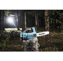 Makita Kettensäge auf Baumstumpf im Wald